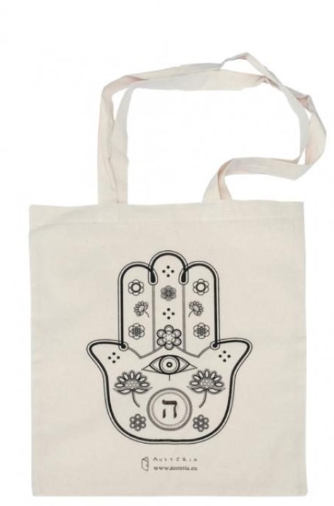 Stofftasche *Chamsa* Baumwolle natur/schwarz 42x38,5