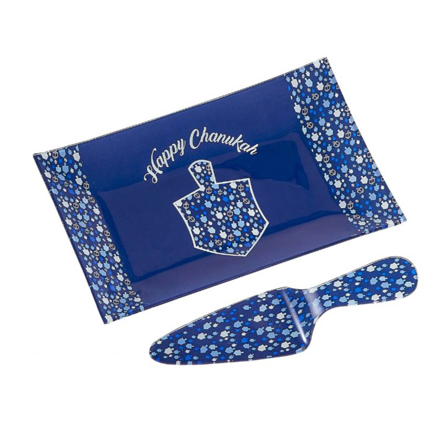 *Chanukka-Mosaik* Glastablett und Latkeservierer Set