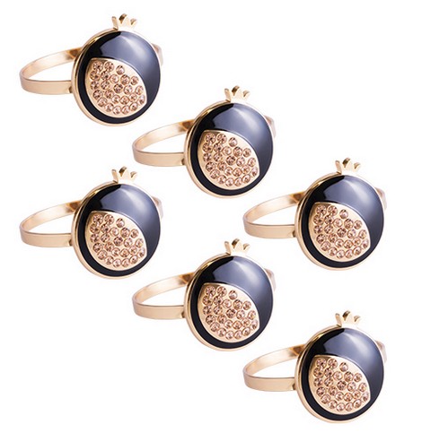 Serviettenringe *Granatapfel* in schwarz/gold und Glitzersteinchen