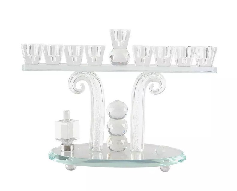 Chanukkia Kristallglas mit Dreidel