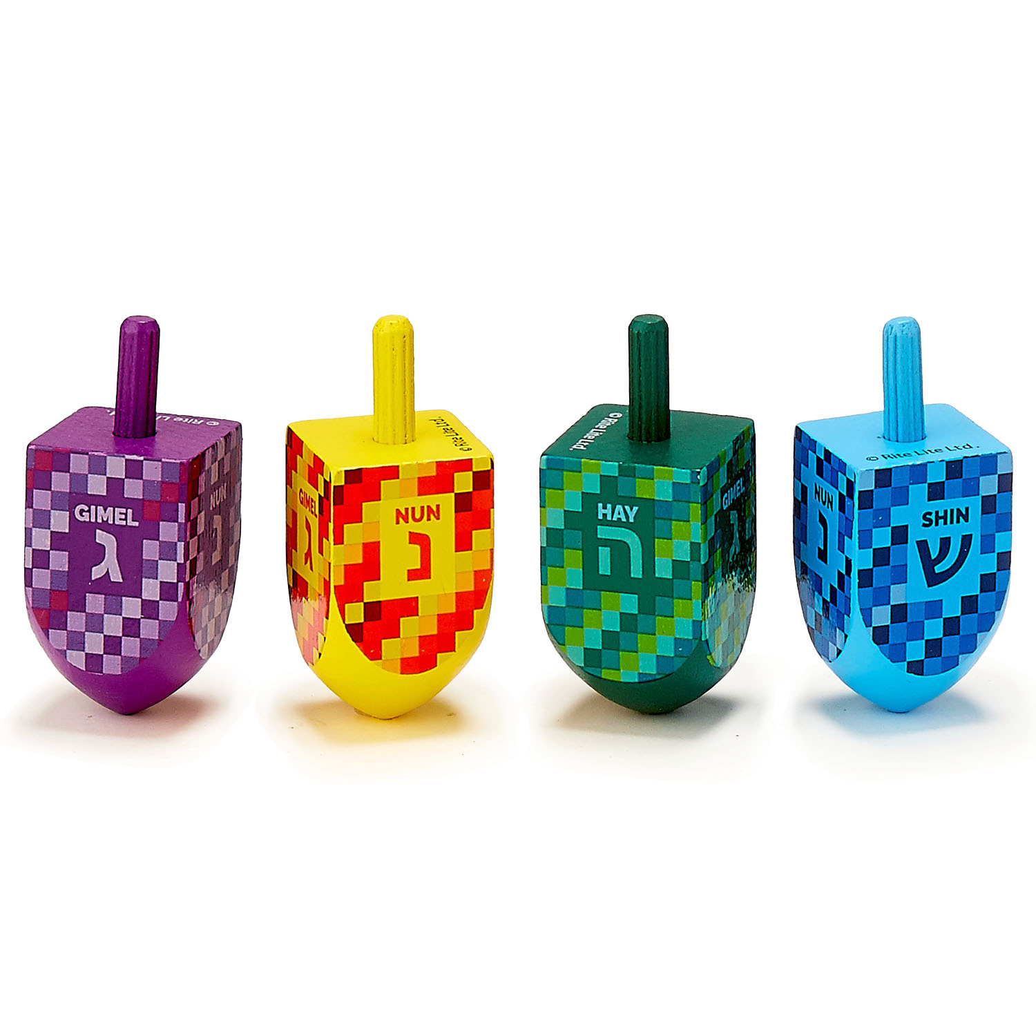 Holzdreidel bunt-einteilig