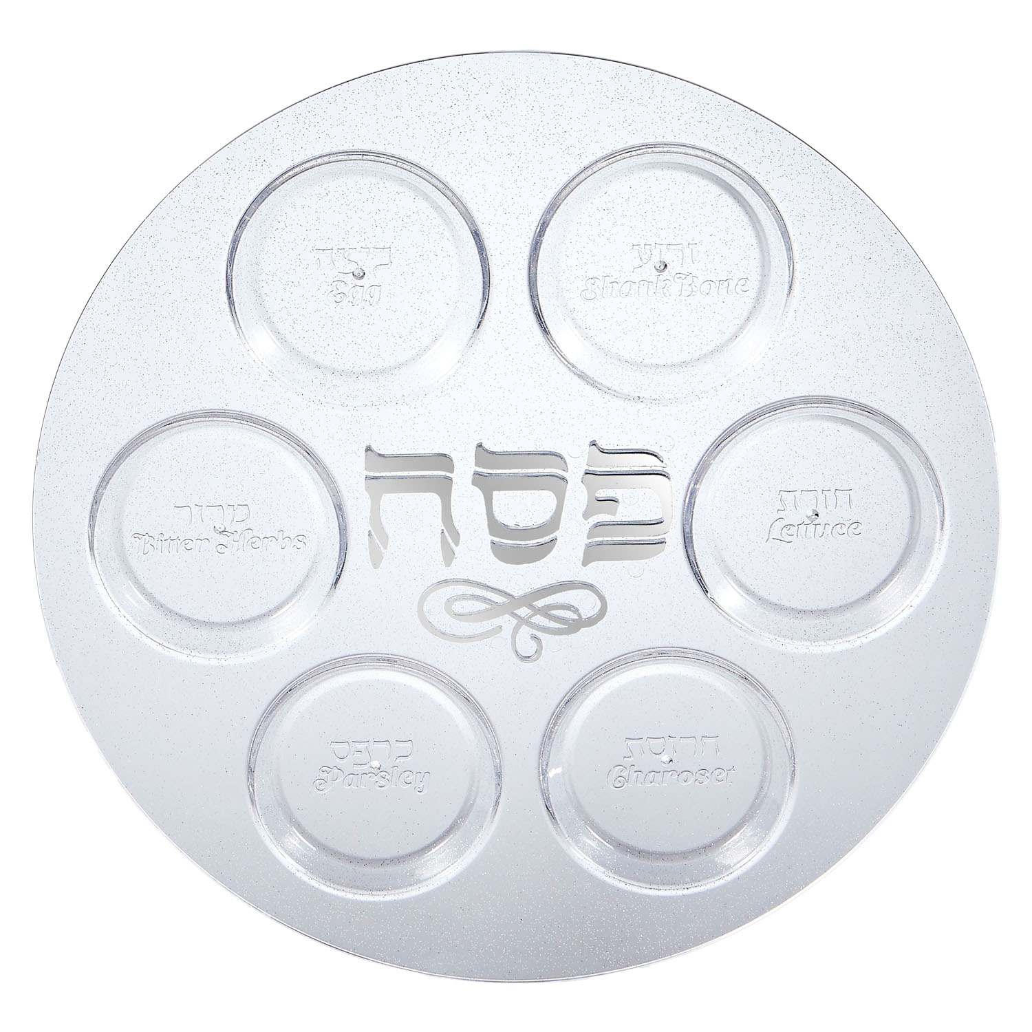 Sederteller mit Glitter, transparent, Kunststoff