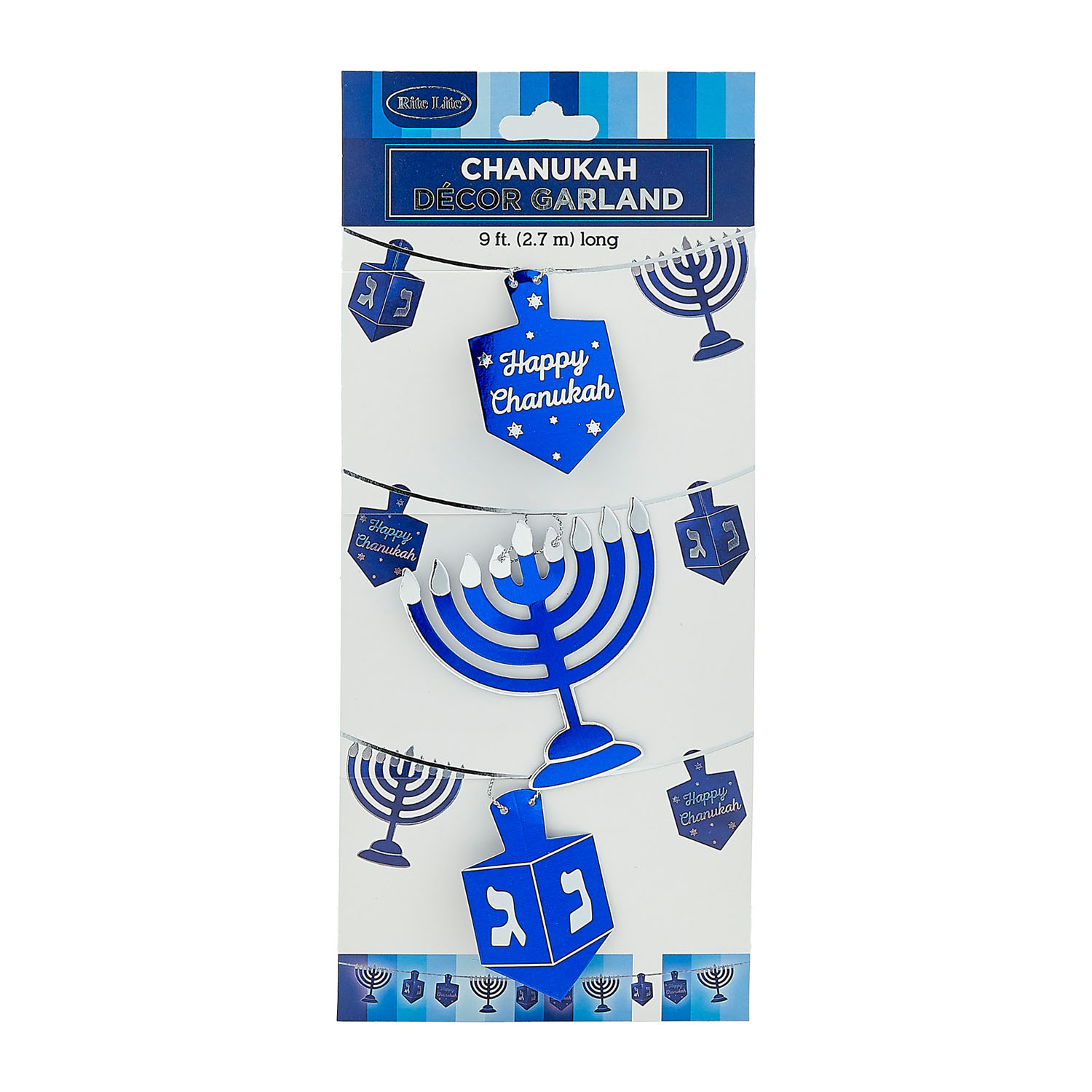Chanukka Girlande *Happy Chanukah* silber/blau metallic Länge ca. 2,5m