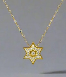 Halskette *Davidstern*, gold, gefüllt Steinchen