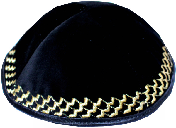 Kippa Samt *Wellen* schwarz/gold
