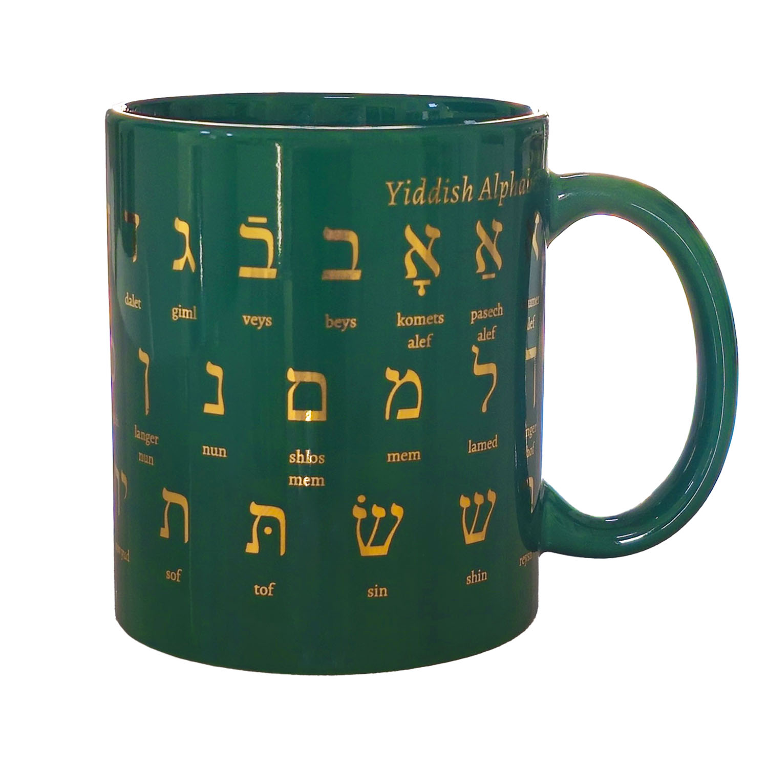 Tasse grün jiddisch Alef Bet