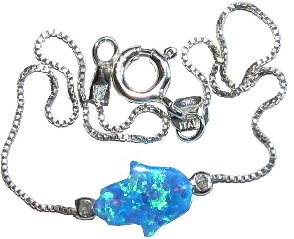 Armband *Chamsa Opal* hellblau