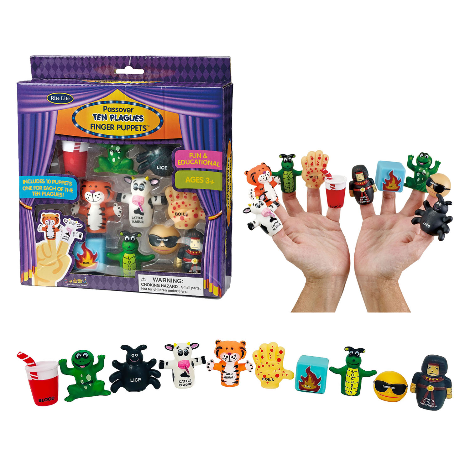Fingerpuppen Set - 10 Plagen für Pessach