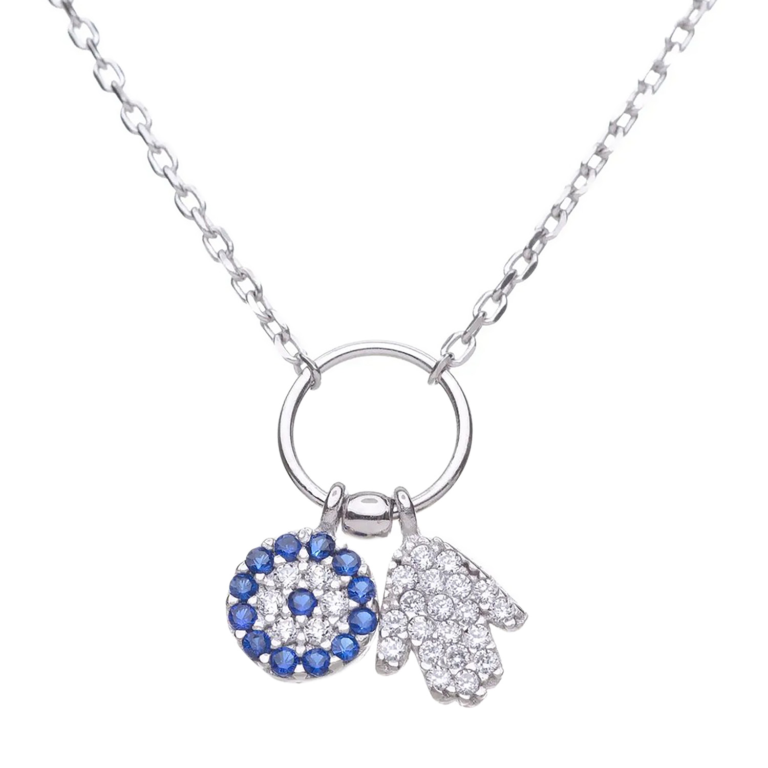 Halskette Hamsa/Evil Eye Silber