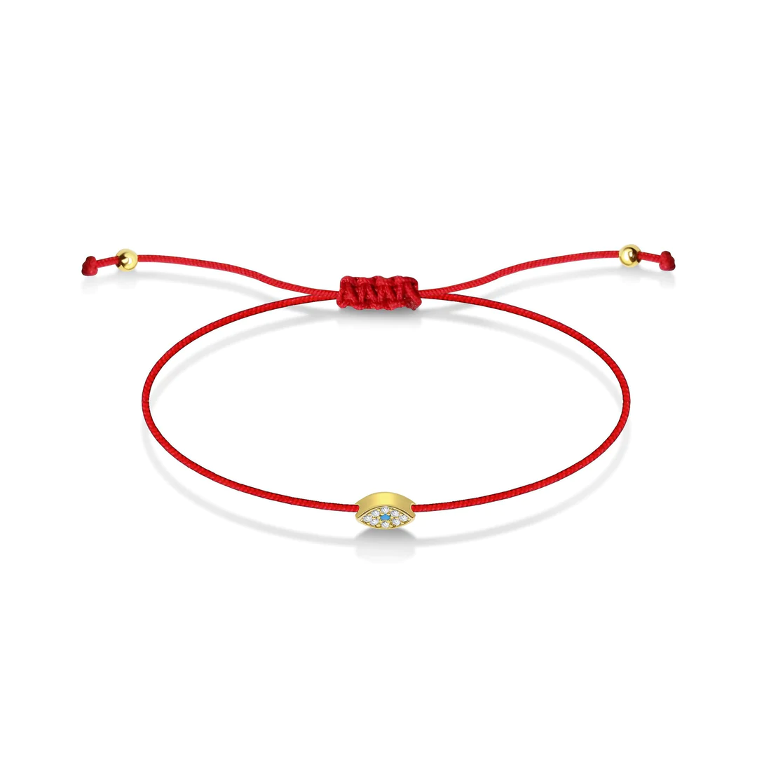 *Red String* Evil Eye Armband oval mit türkisem Stein