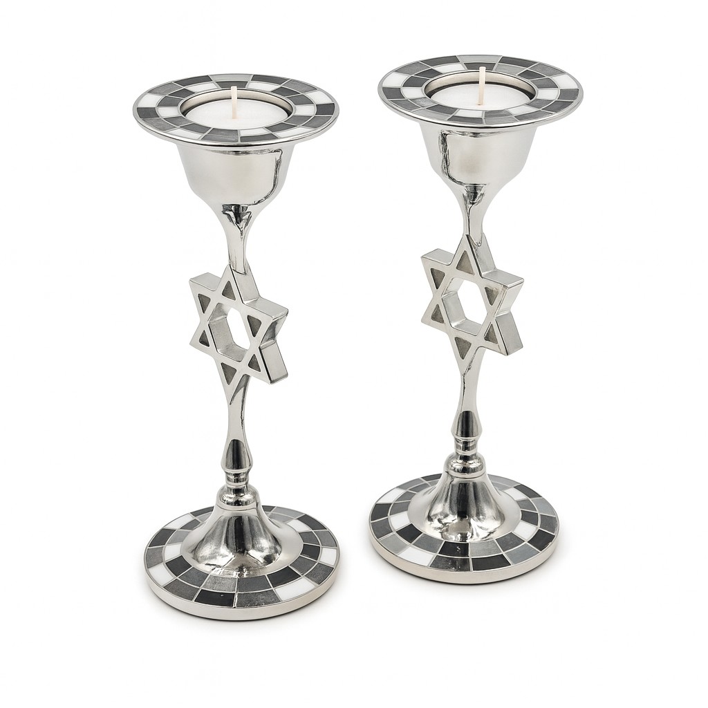 Schabbatleuchter Mosaik Schwarz