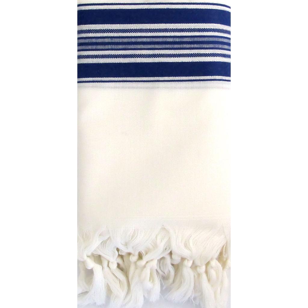 Tallit Gebetsschal aus Wolle blau/weiss mit Atara (Gr.XS/50) 170x120 cm
