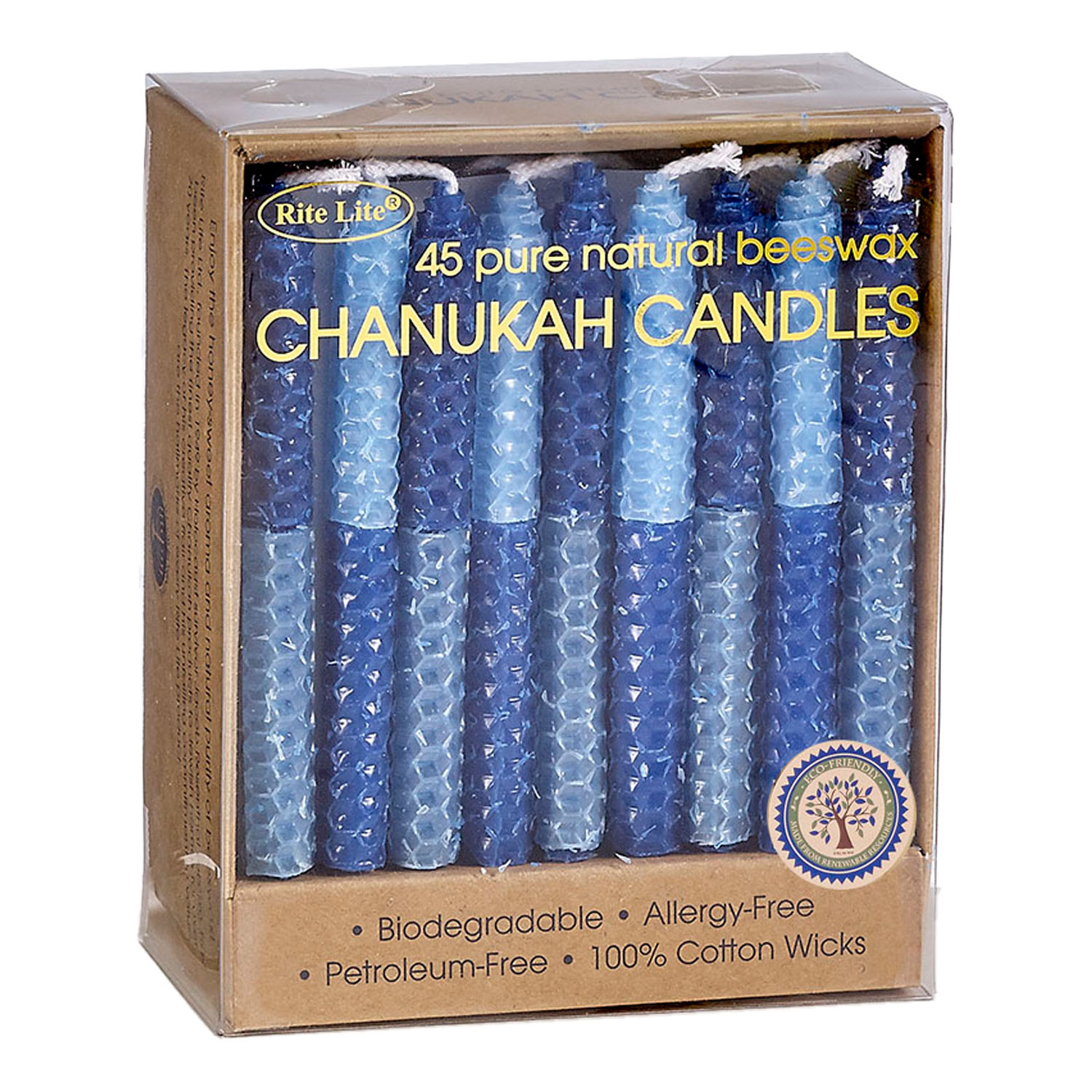 Chanukkakerzen Bienenwachs, blau,