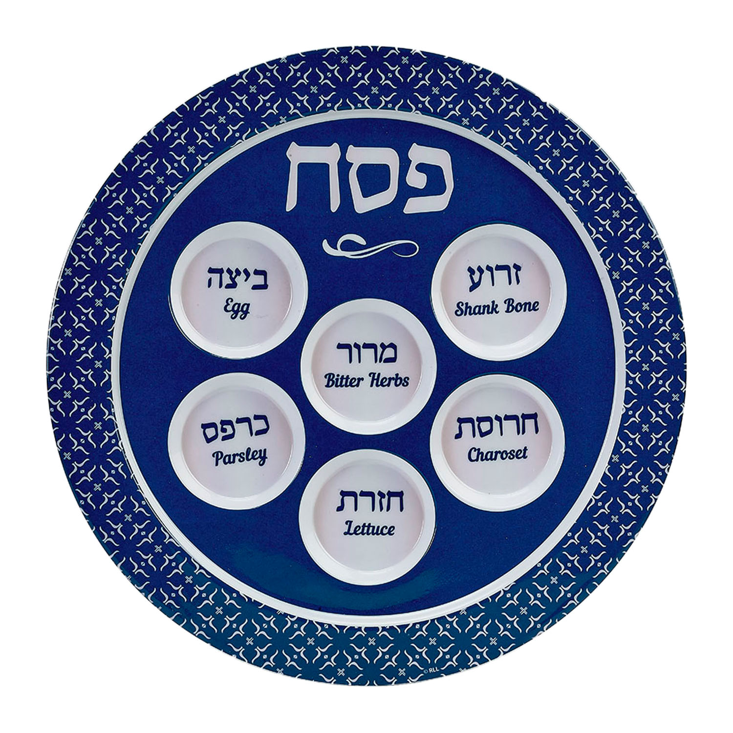 Sederteller Melamin, blau/weiß