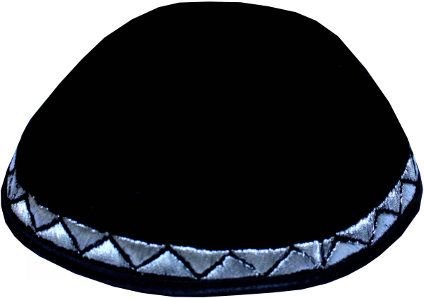 Kippa Samt * Zacken* schwarz/silber