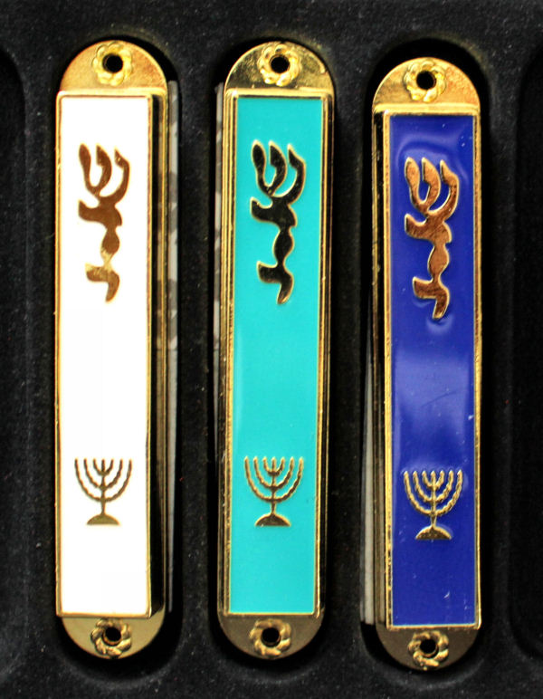 Mesusa *Menora* diverse Farben emailliert  9cm (1-teilig)