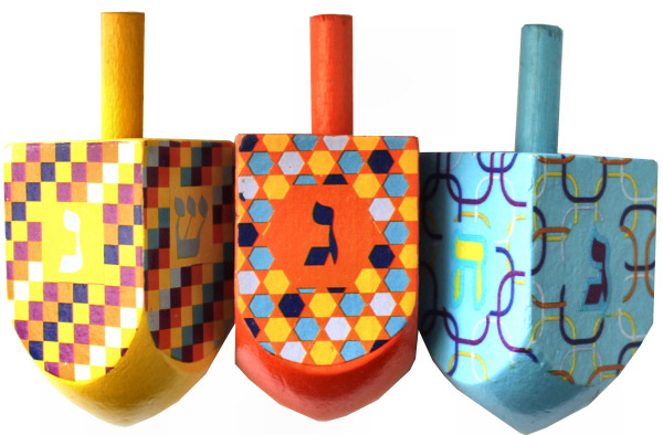 Holzdreidel bunt-einteilig