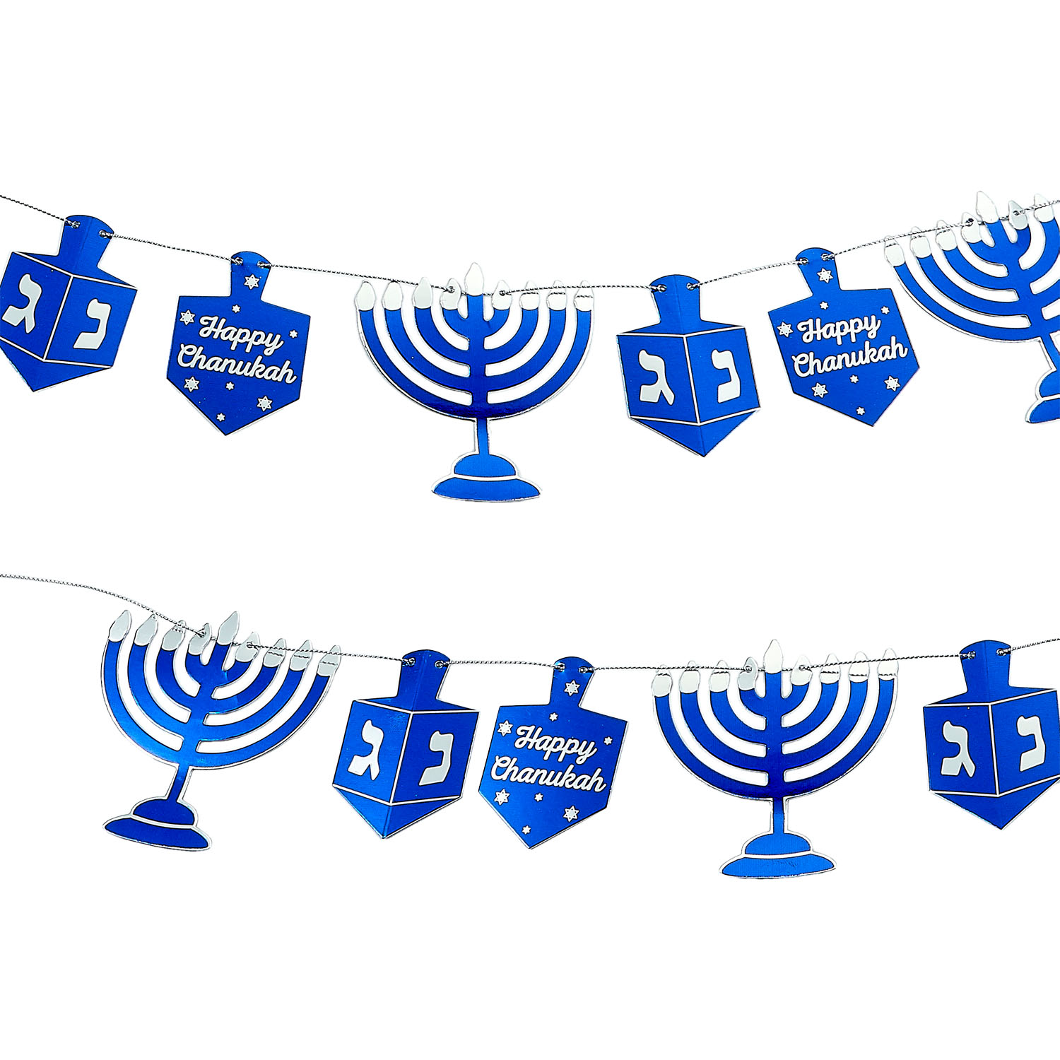 Chanukka Girlande *Happy Chanukah* silber/blau metallic Länge ca. 2,5m