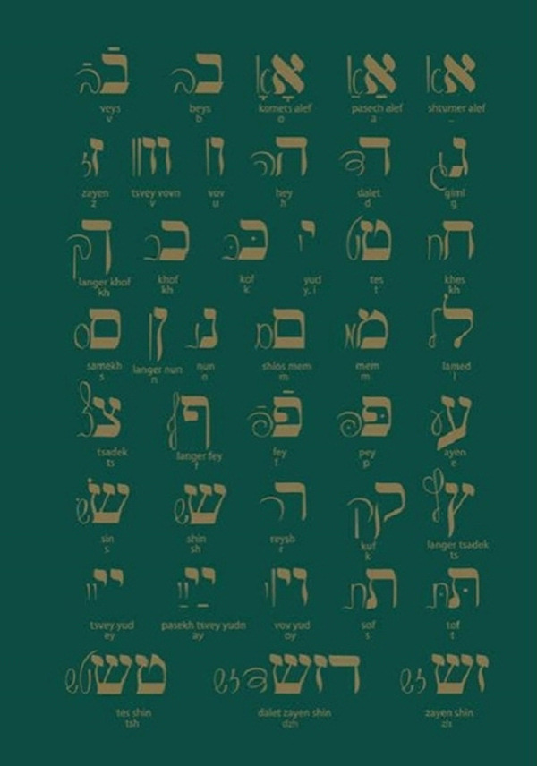 Notizbuch blanko *Yiddish Alphabet* grün broschiert A 5