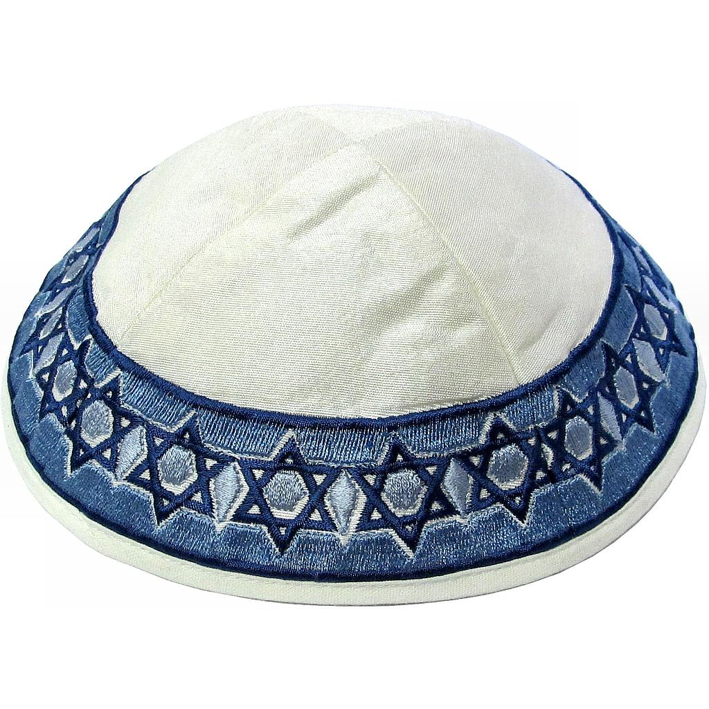 Kippa Wildseide weiss *Sternenband*  20cm