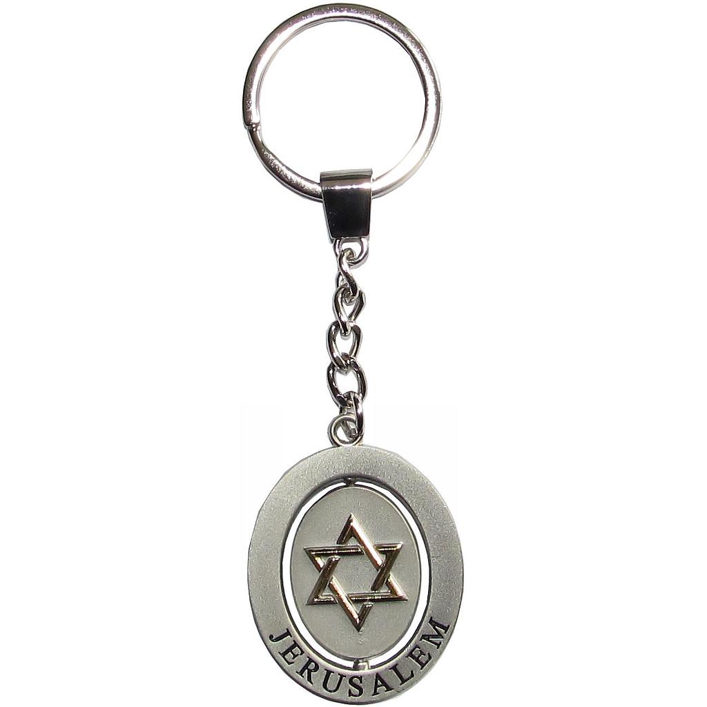 Schlüsselanhänger *Stern & Taube* drehbar Metall silber/gold 4cm