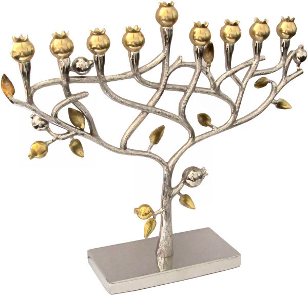 Chanukkia *Granatapfelbaum* silber/gold 28cm