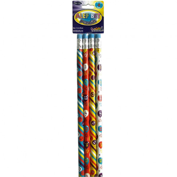 Bleistift Alef-Bet, 4-er Pack Holz bunt