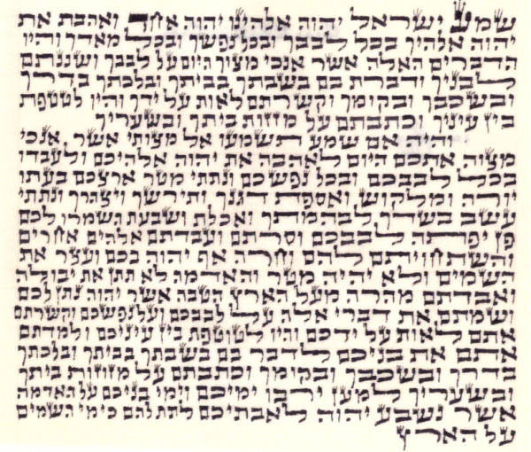Klaf (Scroll)*Schma Israel* für Mesusa handbeschriebenes Pergament 7x6,5cm