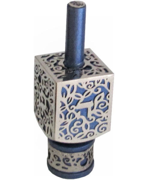 Dreidel *filigran* blau mit goldenem Dekor 6cm