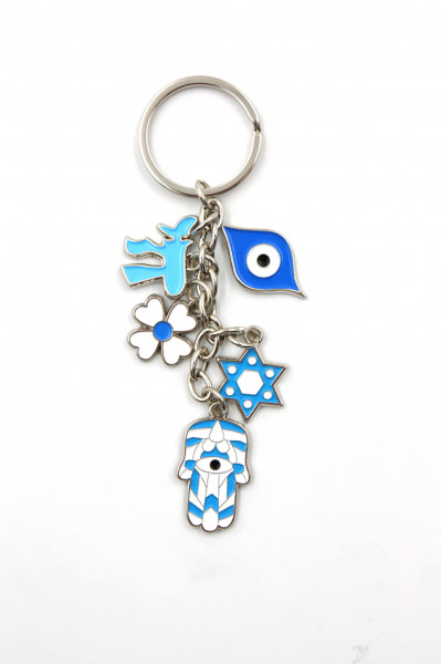 Schlüsselanhänger 5 Minisymbole blau/weiss
