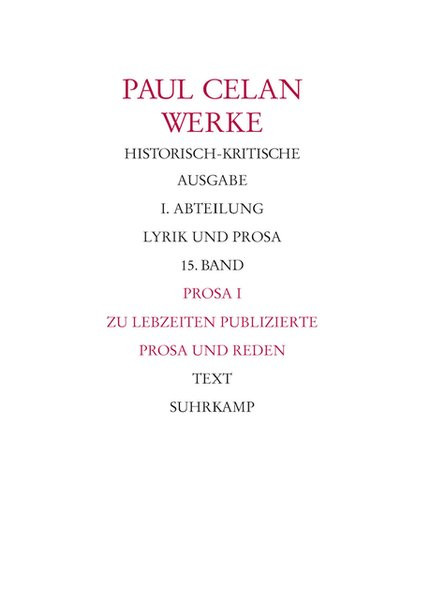 Werke. Bd. 15: Prosa