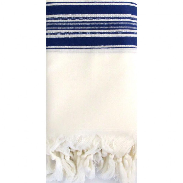 Tallit Gebetsschal aus Wolle blau/weiss mit Atara (Gr.M/60) 190x140cm