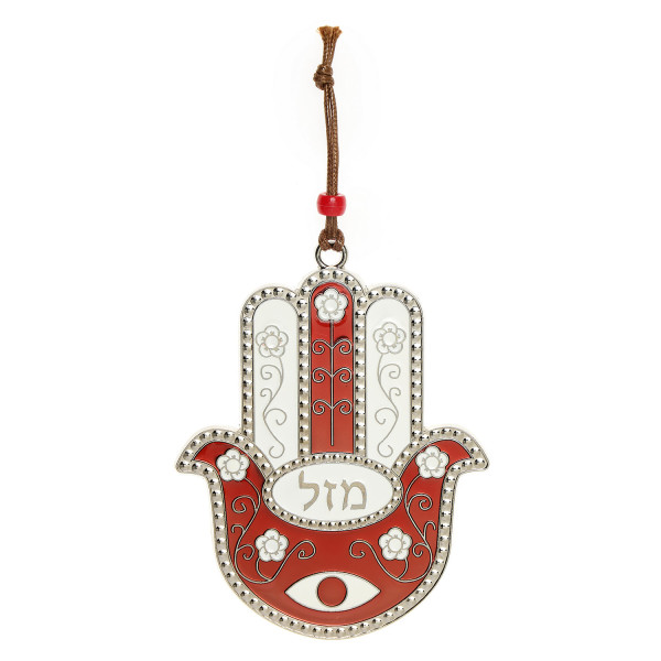 Haussegen Chamsa *Masel* rot-weiss, 7,5 cm (Gr. S)