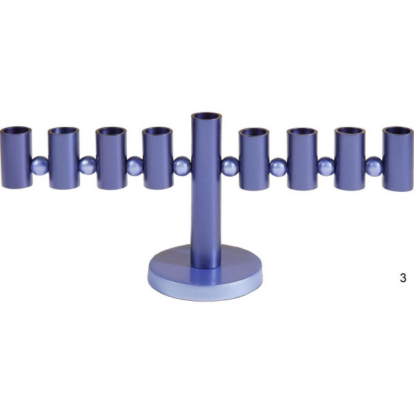 Chanukkia *Waage* blau eloxiertes Metall 14cm