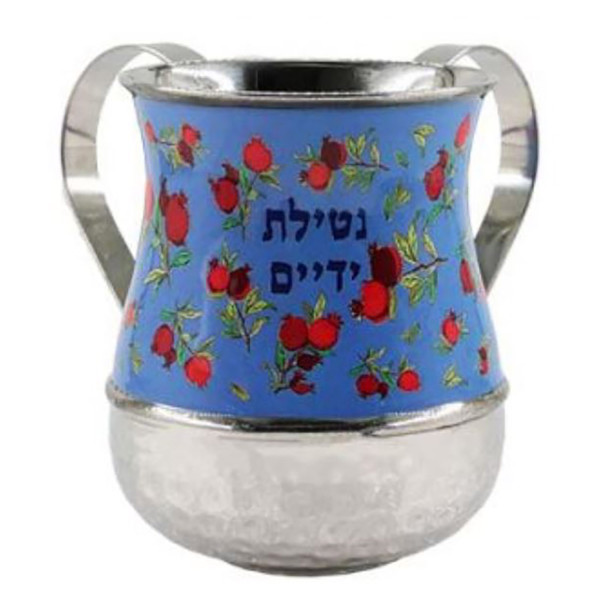 Kidduschbecher Granatäpfel, blau/silber