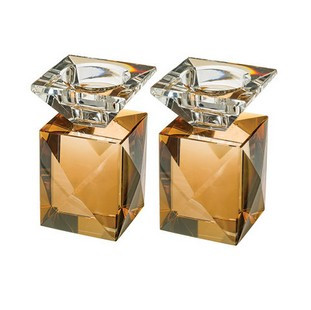 Schabbatleuchter Glas Gold-Braun