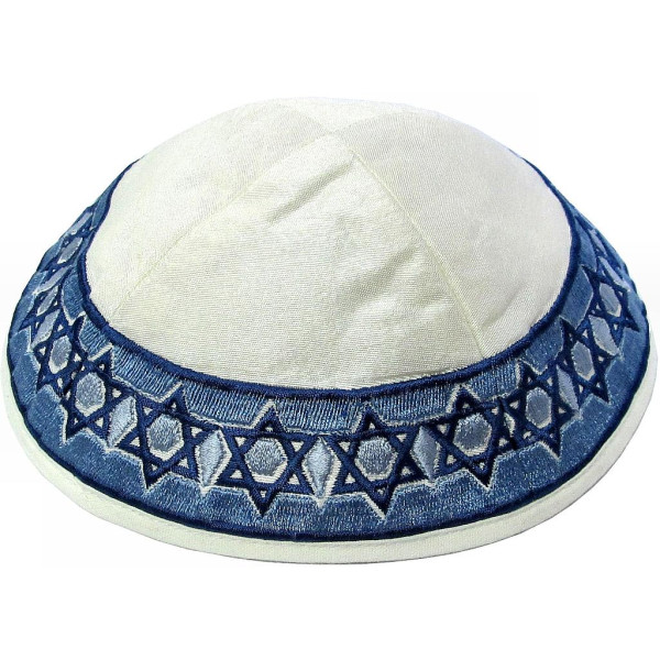 Kippa Wildseide weiss *Sternenband* 20cm