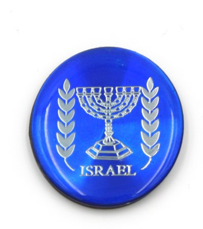 Magnet *Menorah* Kunststoff 4,5cm Blau