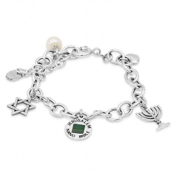 Bettelarmband mit Anhängern und Nano Bibel