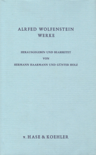Alfred Wolfenstein Werke, Bd. 1: Gedichte