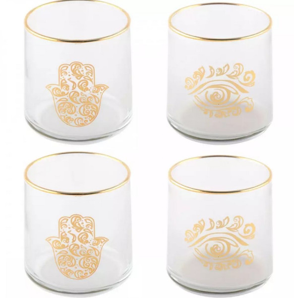 Gläser Chamsa und Auge, 4er Set