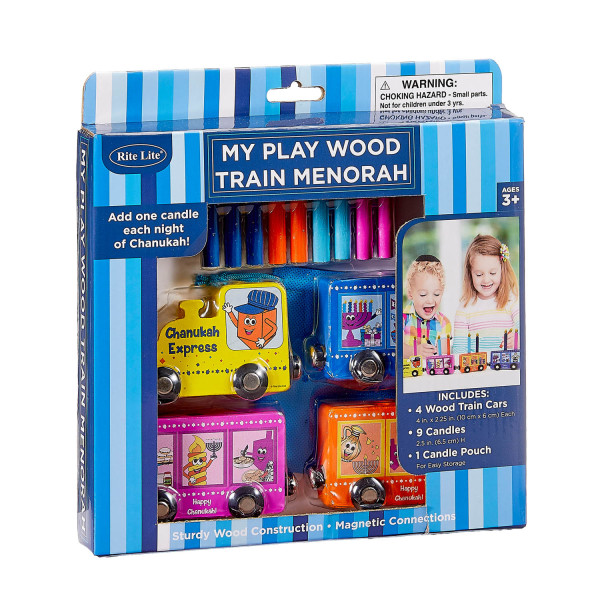 Chanukka-Express, Holzbahn mit Kerzen