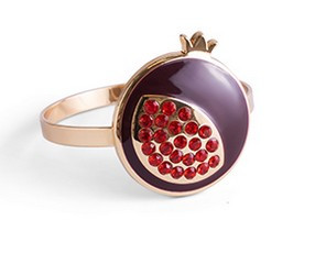 Serviettenringe *Granatapfel* in bordeaux/gold und Glitzersteinchen