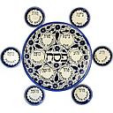 Sederteller für Pessach *armenisch* mit Schälchen weiss/blaue Keramik 30cm