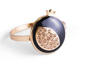 Serviettenringe *Granatapfel* in schwarz/gold und Glitzersteinchen