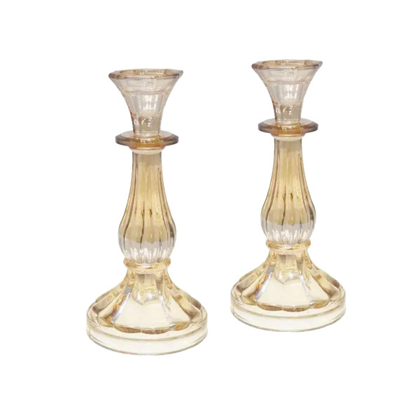 2 Glas Schabbatleuchter Amber