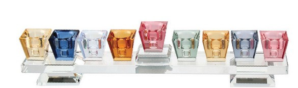 Chanukkia Kristall-Bunt