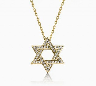 Halskette *Davidstern*, gold, Steinchen