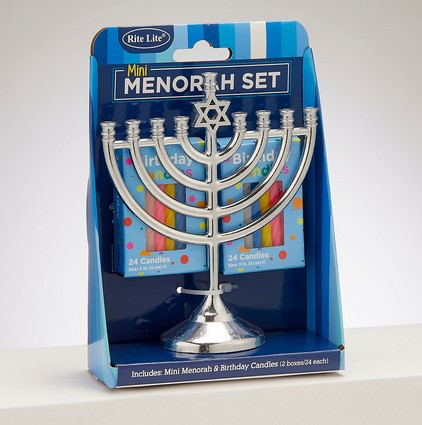 Mini Menorah mit Kerzen