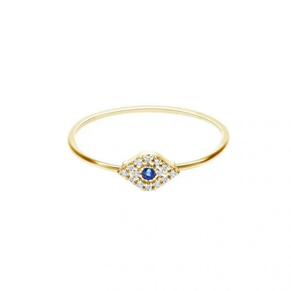 Ring *Evil Eye* 14k Gold mit Diamanten und Saphir besetzt